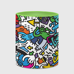 Кружка 3D Странные разноцветные человечки, цвет: 3D-белый + светло-зеленый — фото 2
