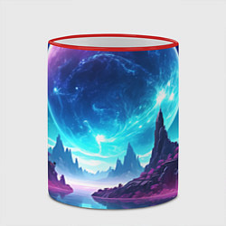 Кружка 3D Космический пейзаж - планеты, цвет: 3D-красный кант — фото 2