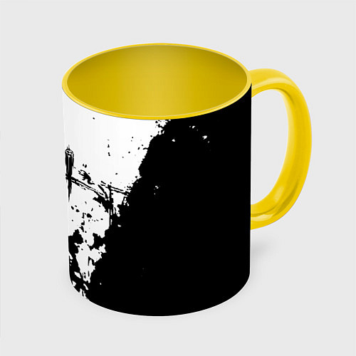 Кружка цветная Dead by daylight horror краски / 3D-Белый + желтый – фото 1