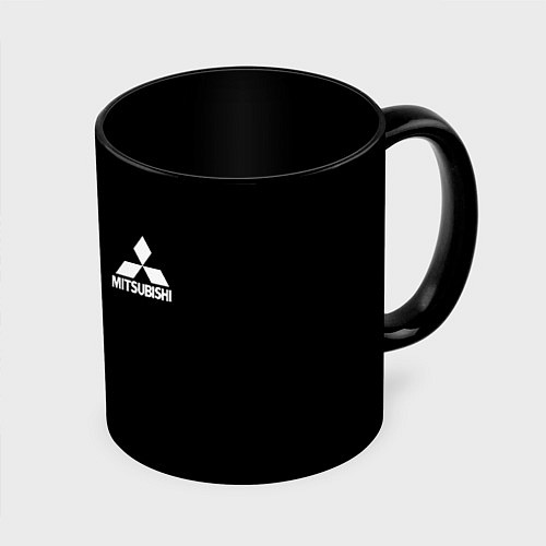 Кружка цветная Mitsubishi logo white auto / 3D-Белый + черный – фото 1