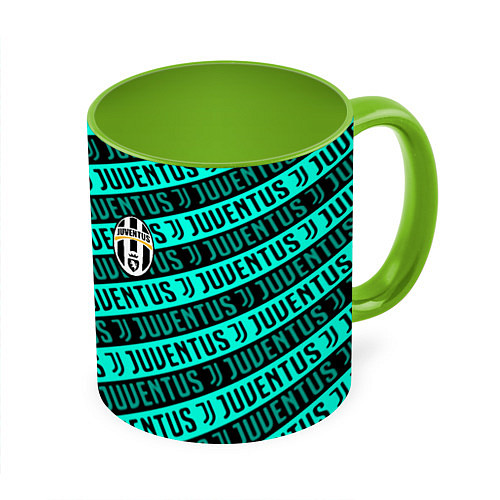 Кружка цветная Juventus pattern logo steel / 3D-Белый + светло-зеленый – фото 1