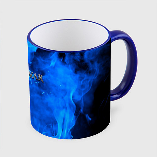 Кружка цветная God of war neon flower / 3D-Синий кант – фото 1