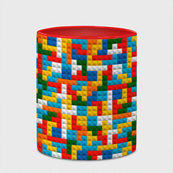 Кружка 3D Разноцветные квадратные плитки, цвет: 3D-белый + красный — фото 2