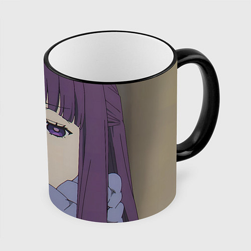 Кружка цветная Fern Sad Face / 3D-Черный кант – фото 1