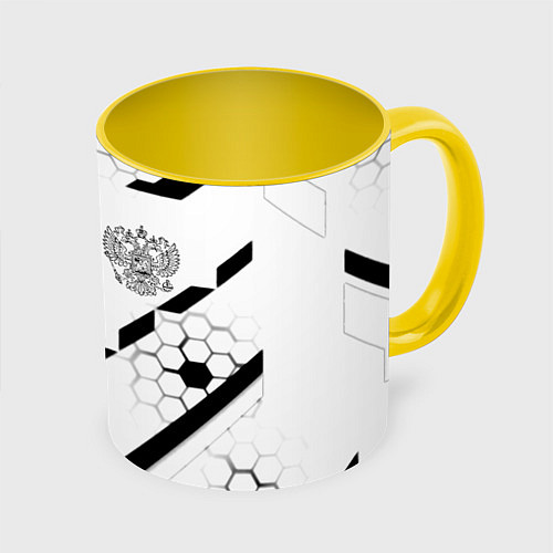 Кружка цветная Герб Рф текстура геймер / 3D-Белый + желтый – фото 1