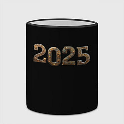 Кружка 3D Металическая надпись 2025 год в стиле стимпанк, цвет: 3D-черный кант — фото 2