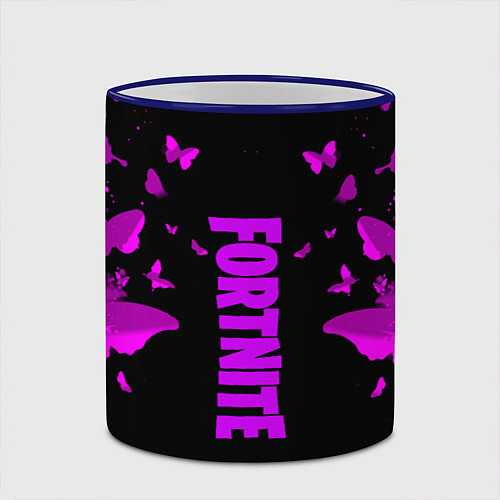 Кружка цветная Fortnite buterfly neon / 3D-Синий кант – фото 2