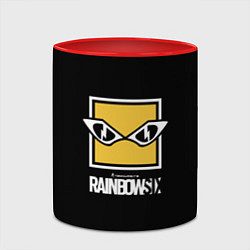 Кружка 3D Rainbow six 6 logo games, цвет: 3D-белый + красный — фото 2
