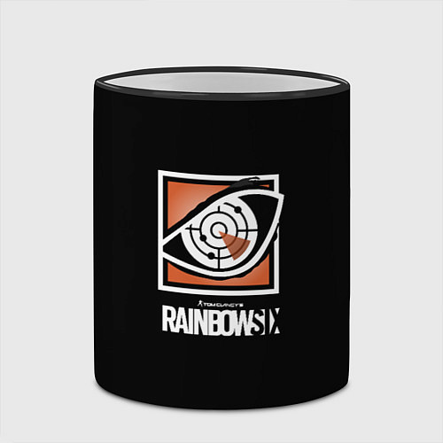 Кружка цветная Rainbow six logo ubisoft favorite / 3D-Черный кант – фото 2