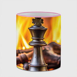 Кружка 3D Шахматы - король на фоне огня, цвет: 3D-розовый кант — фото 2