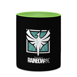 Кружка 3D Rainbow six logo game ubisoft, цвет: 3D-белый + светло-зеленый — фото 2