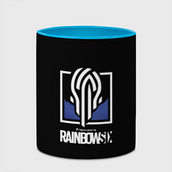 Кружка 3D Rainbow six siege logo, цвет: 3D-белый + небесно-голубой — фото 2