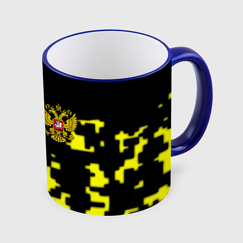 Кружка цветная Россия имперский стиль пиксели / 3D-Синий кант – фото 1