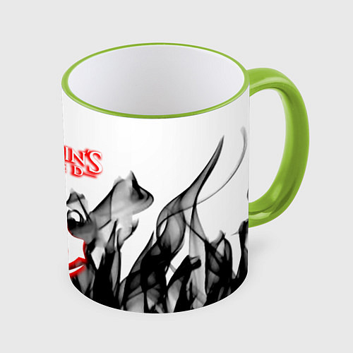 Кружка цветная Assassins Creed огненное лого гейм / 3D-Светло-зеленый кант – фото 1
