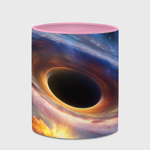 Кружка цветная Чёрная дыра поглощает вселенную / 3D-Белый + розовый – фото 2