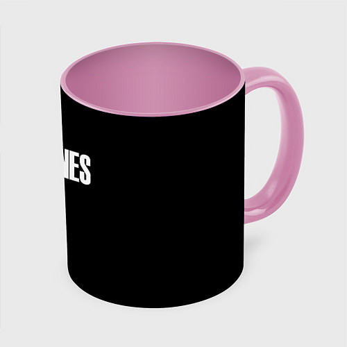 Кружка цветная Ramones white logo / 3D-Белый + розовый – фото 1