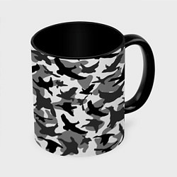 Кружка 3D Камуфляж птицы чёрный, цвет: 3D-белый + черный