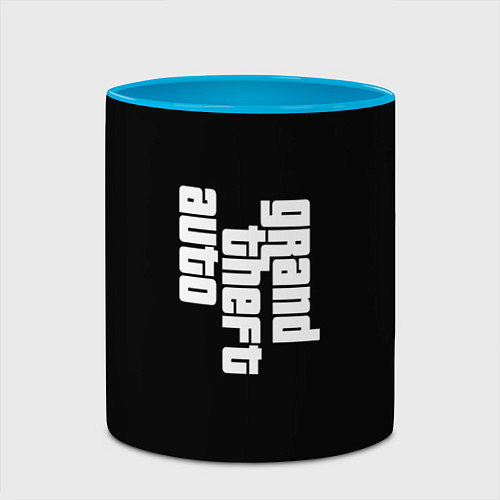 Кружка цветная Grand theft auto logo / 3D-Белый + небесно-голубой – фото 2