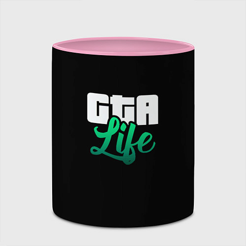 Кружка цветная GTA life logo / 3D-Белый + розовый – фото 2