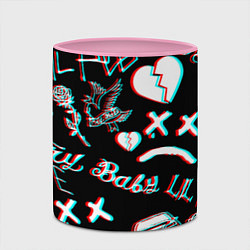 Кружка 3D Lil Peep logo glitch, цвет: 3D-белый + розовый — фото 2