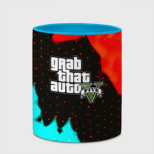 Кружка цветная GTA 5 огненный стиль паттерн / 3D-Белый + небесно-голубой – фото 2