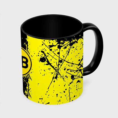Кружка цветная Borussia fc краски / 3D-Белый + черный – фото 1