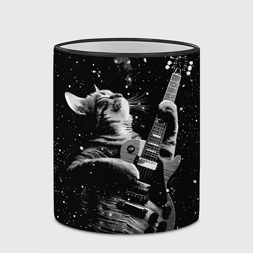 Кружка цветная Романтичный кот играет на гитаре / 3D-Черный кант – фото 2