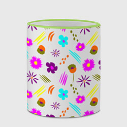 Кружка 3D Яркий цветочный узор-паттерн, цвет: 3D-светло-зеленый кант — фото 2
