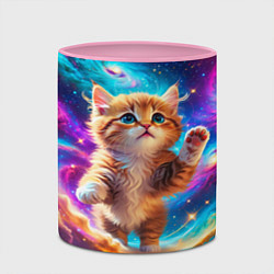 Кружка 3D Рыжий кот в космосе, цвет: 3D-белый + розовый — фото 2