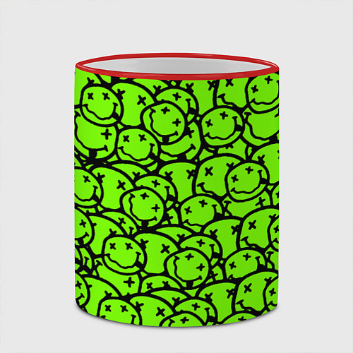 Кружка цветная Nirvana green logo smile / 3D-Красный кант – фото 2