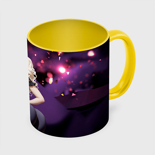 Кружка цветная Девушка с аппетитными формами / 3D-Белый + желтый – фото 1