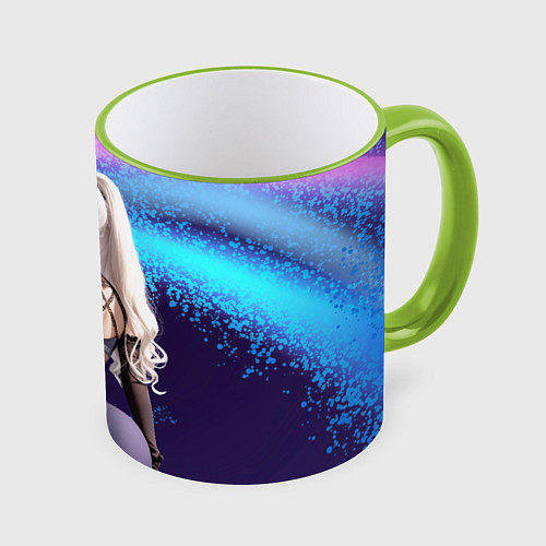 Кружка цветная Девушка в обтягивающих лосинах / 3D-Светло-зеленый кант – фото 1