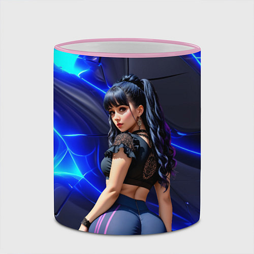 Кружка цветная Девушка в обтягивающих лосинах / 3D-Розовый кант – фото 2