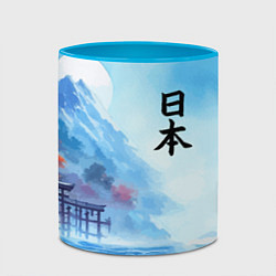 Кружка 3D Японский морской пейзаж - нейроарт, цвет: 3D-белый + небесно-голубой — фото 2