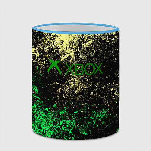 Кружка цветная Xbox брызги красок / 3D-Небесно-голубой кант – фото 2