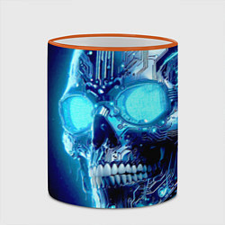 Кружка 3D Neon cyber skull - ai art, цвет: 3D-оранжевый кант — фото 2