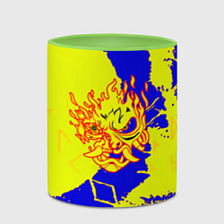 Кружка 3D Samurai logo yellow fire, цвет: 3D-белый + светло-зеленый — фото 2