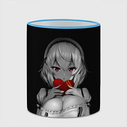 Кружка 3D Аниме девушка с сердцем в руках, цвет: 3D-небесно-голубой кант — фото 2