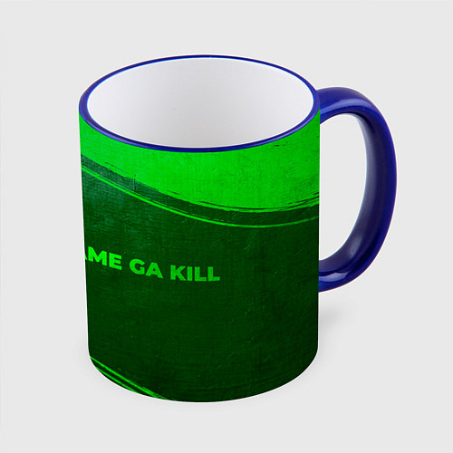 Кружка цветная Akame ga Kill - green gradient по-горизонтали / 3D-Синий кант – фото 1