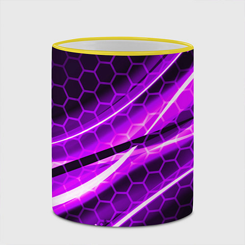 Кружка цветная Неоновая броня текстура / 3D-Желтый кант – фото 2