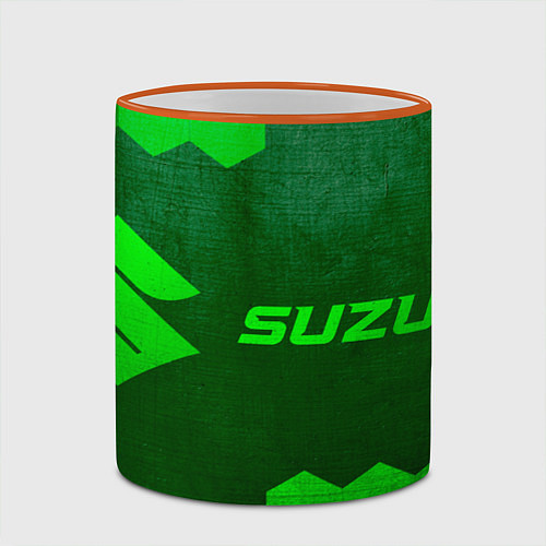 Кружка цветная Suzuki - green gradient по-горизонтали / 3D-Оранжевый кант – фото 2