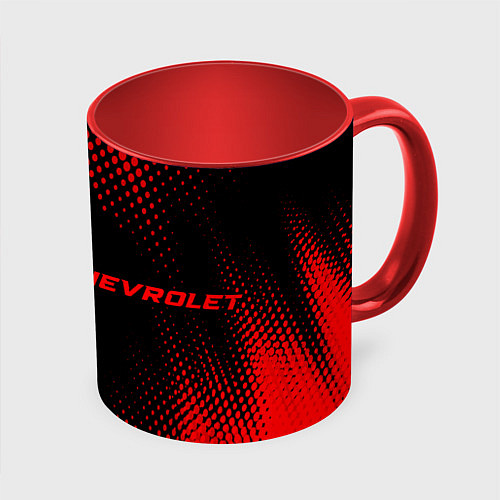 Кружка цветная Chevrolet - red gradient по-горизонтали / 3D-Белый + красный – фото 1