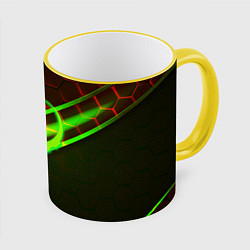 Кружка 3D Квейк броня палача, цвет: 3D-желтый кант