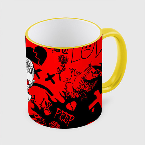 Кружка цветная Lil Peep логотипы / 3D-Желтый кант – фото 1