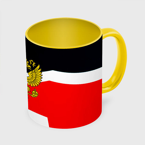 Кружка цветная Спортивная геометрия герб / 3D-Белый + желтый – фото 1