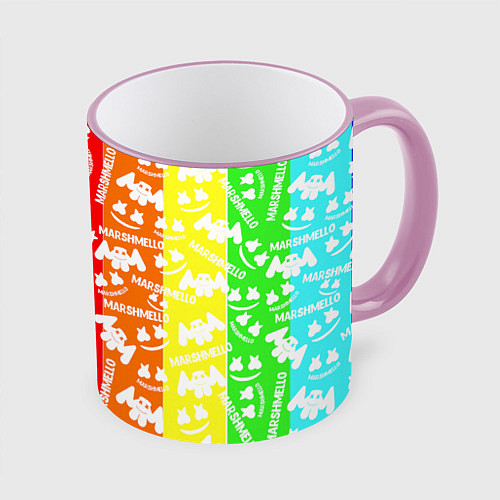 Кружка цветная Marshmello rainbow / 3D-Розовый кант – фото 1
