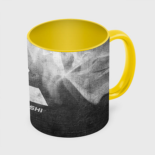 Кружка цветная Mitsubishi - grey gradient / 3D-Белый + желтый – фото 1