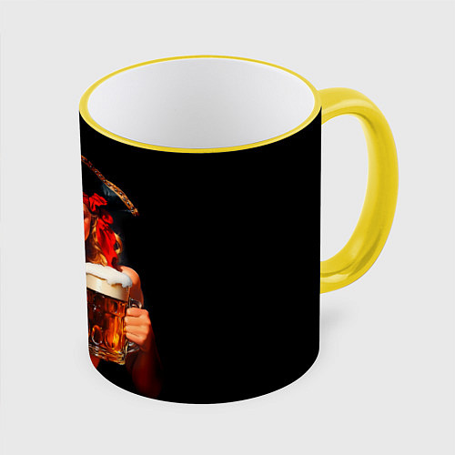 Кружка цветная Пиво пиратское - уникальное предложение / 3D-Желтый кант – фото 1