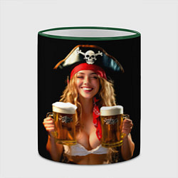 Кружка 3D Пиво на Тартуге официантка, цвет: 3D-зеленый кант — фото 2