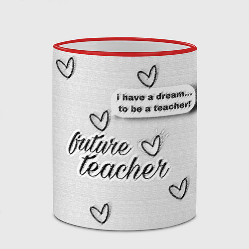 Кружка цветная Надпись будущий учитель / 3D-Красный кант – фото 2
